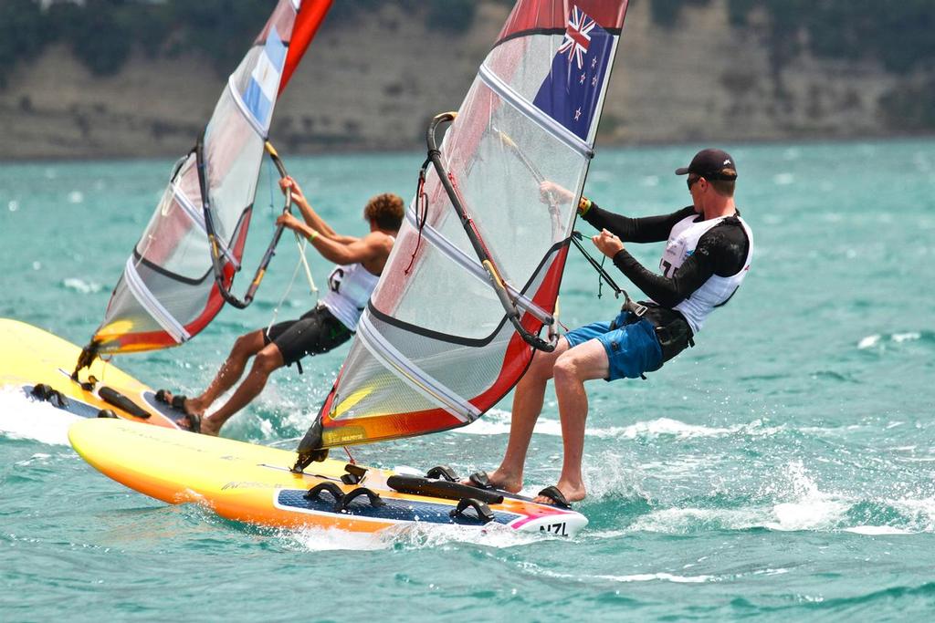 Patrick Haybittle (NZL) Mens RS:X - Aon Youth Worlds 2016, Torbay, Auckland, New Zealand, Day 4, December 19, 2016 © Richard Gladwell www.photosport.co.nz